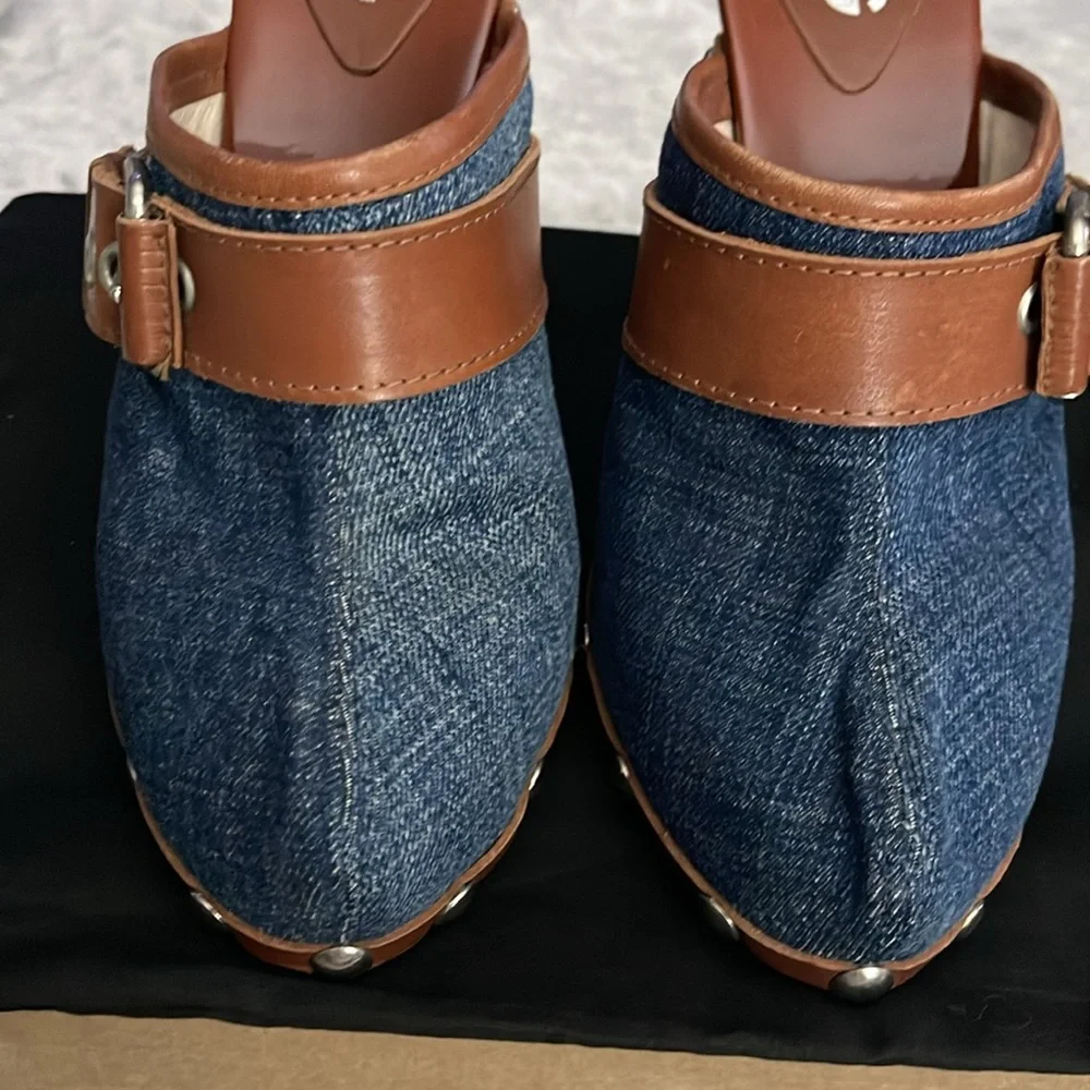 Dolce&Gabbana clogs heels 4” excellent condition denim n leather gorgeous sz 37 - Picture 3 of 8